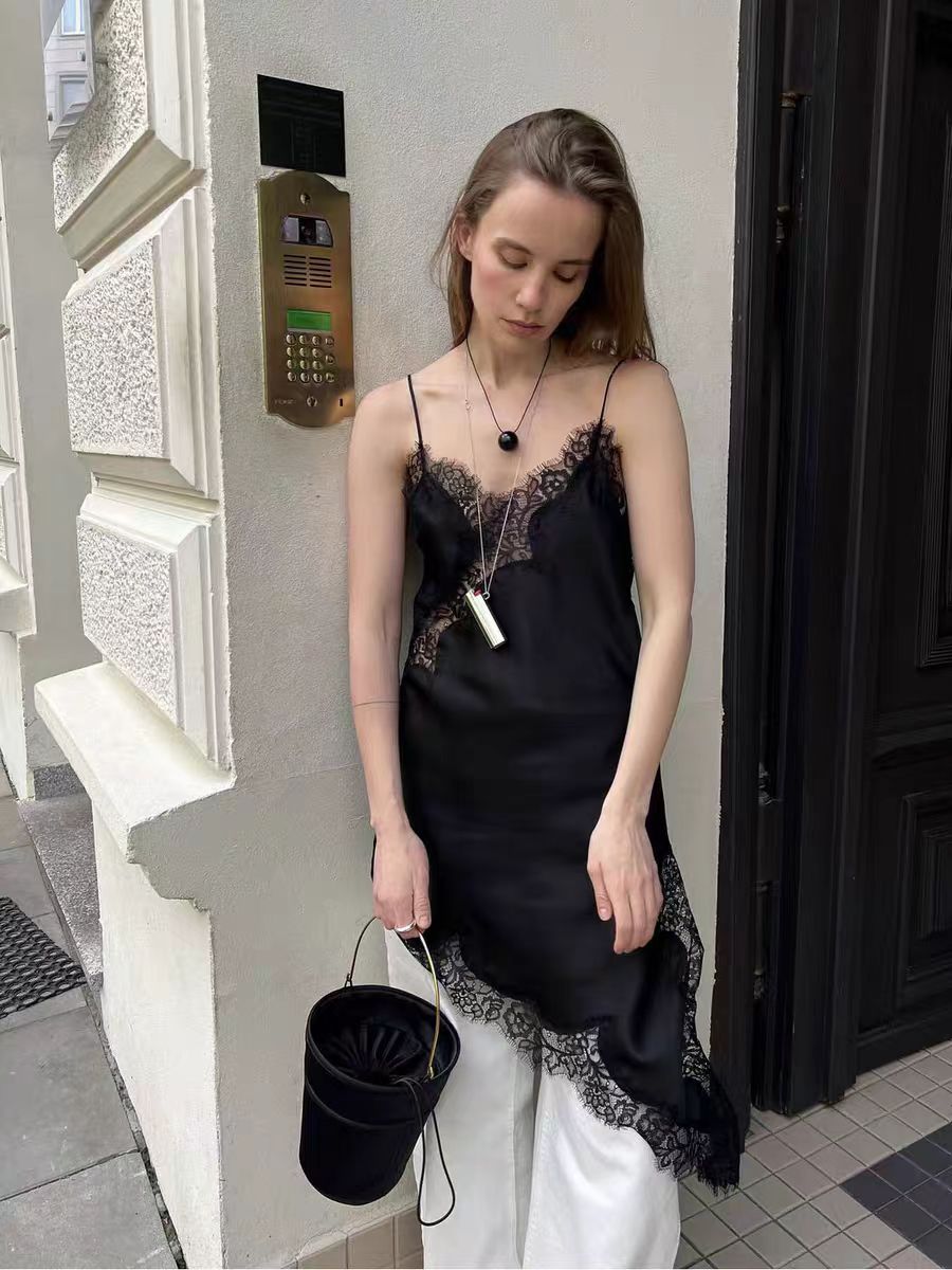 Slip dress sexy dress with lac